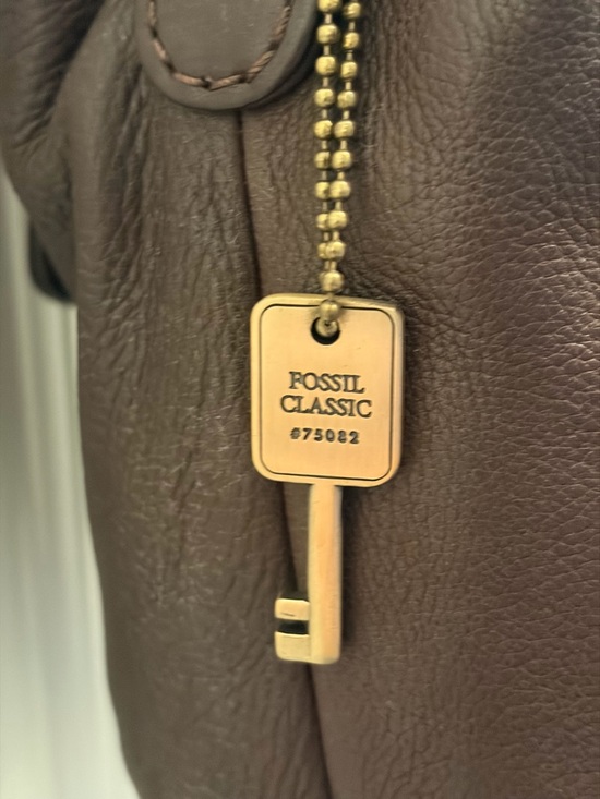 Fossil Classic Genuine Leather Satchel Crossbody Bag Brown - Picture 4 of 14